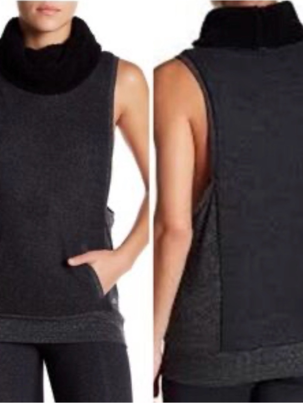 Rare Alo Yoga Frost Winter Sherpa Lined Cowl Neck Fleece Vest Small